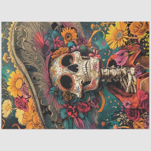 Decoupage Vibrant Lady Day of Dead Tissuepapier (Voorkant)