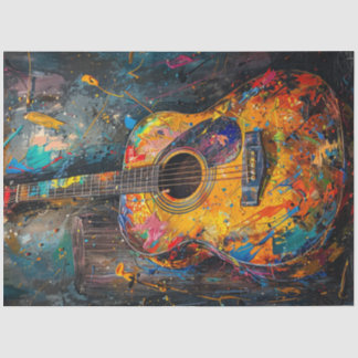 Decoupage Vibrant Oil Painting Gitaar Tissuepapier