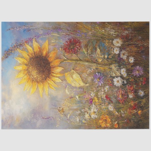 Decoupage Vibrant Oil Painting Zonnebloem Tissuepapier (Voorkant)