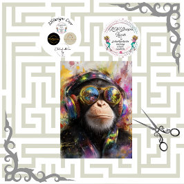 Decoupage Vibrant Painting Monkey Abstract  Tissuepapier