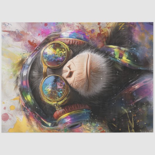Decoupage Vibrant Painting Monkey Abstract  Tissuepapier (Voorkant)