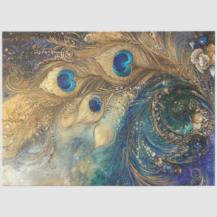 Decoupage Vibrant Peacock Feather Motief Tissuepapier
