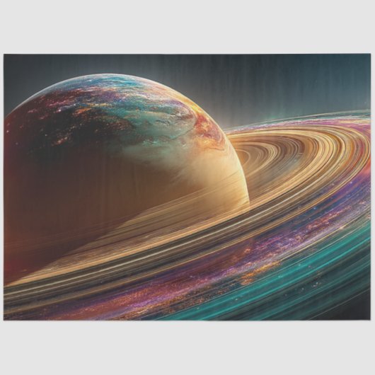 Decoupage Vibrant Planet Surface Gold Paarse Blauw Tissuepapier (Voorkant)