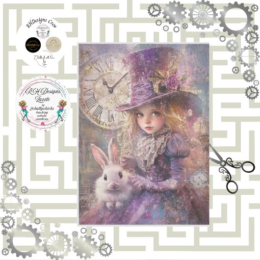 Decoupage Victoriaans Alice Wonderland Theme ArtWo Tissuepapier