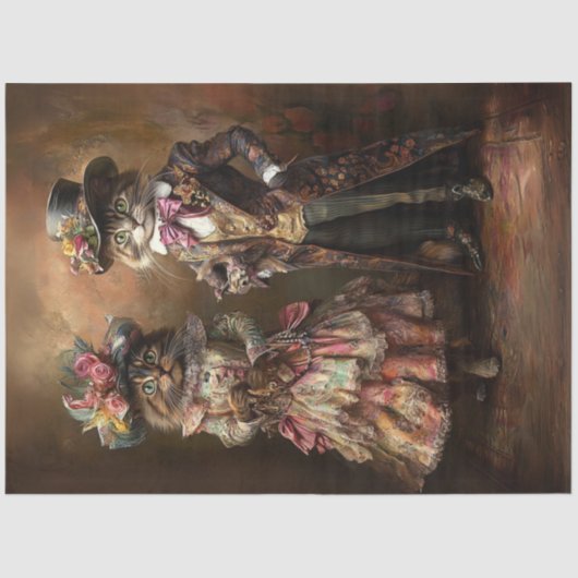 Decoupage Victoriaans-era Dressed Cats Tissuepapier (Voorkant)