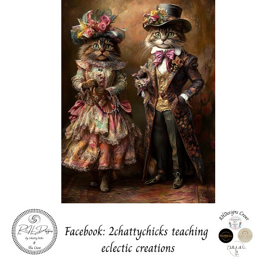 Decoupage Victoriaans-era Dressed Cats Tissuepapier