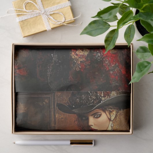 Decoupage Victoriaans geklede Lady Gunslinger Tissuepapier (Geschenk)