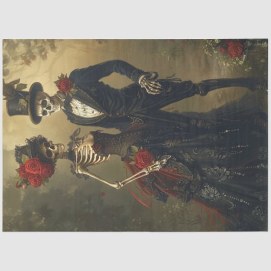 Decoupage Victoriaans Gotische Skeleton Wedding Da Tissuepapier (Voorkant)