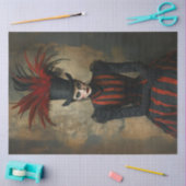 Decoupage Victoriaans Lady Zwart Rode Strepen & Pe Tissuepapier (Craft)