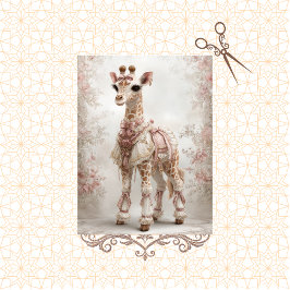 Decoupage  Victoriaans Roze Giraffe Tissuepapier