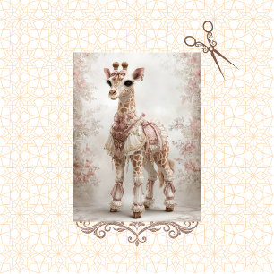 Decoupage  Victoriaans Roze Giraffe Tissuepapier