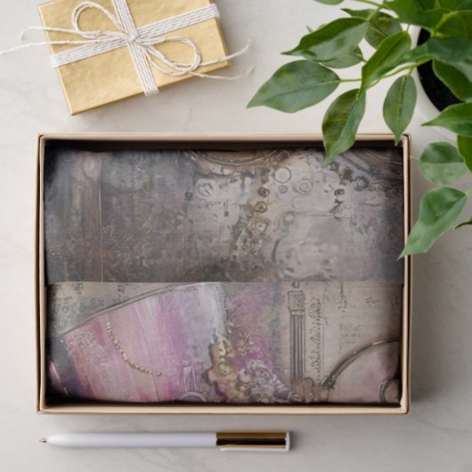 Decoupage Victoriaans Steampunk Roze Kat Tissuepapier (Geschenk)