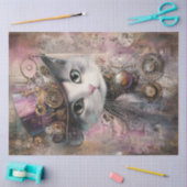Decoupage Victoriaans Steampunk Roze Kat Tissuepapier (Craft)