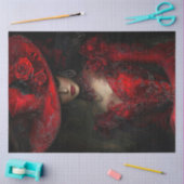 Decoupage Victoriaans uitgebreide rode jurk brede  Tissuepapier (Craft)