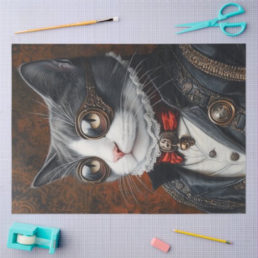 Decoupage Victoriaans Valentijn Dashing Cat Tissuepapier (Craft)
