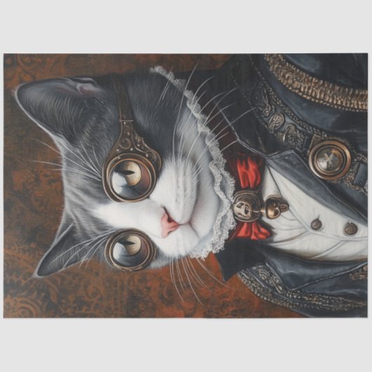 Decoupage Victoriaans Valentijn Dashing Cat Tissuepapier (Voorkant)