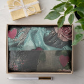 Decoupage Victoriaans Valentijn Paar Rood & Zwart Tissuepapier (Geschenk)