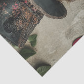 Decoupage Victoriaans Valentijn Paar Rood & Zwart Tissuepapier (Detail)