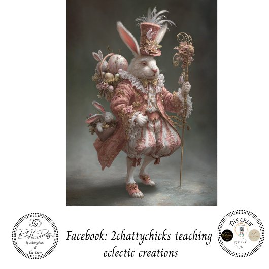 Decoupage Victoriaanse Whimsical Roze Konijn Vinta Tissuepapier