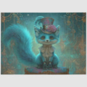 Decoupage Victorian Blue Teal Fantasy Fox  Tissuepapier (Voorkant)