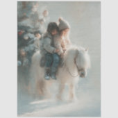 Decoupage Vintage Christmas Children Pony Ride Tissuepapier (Voorkant)