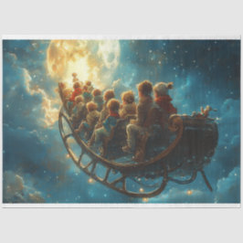 Decoupage Vintage Christmas Sleigh Ride Santa Tissuepapier