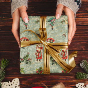 Decoupage Vintage Damast Groen Ephemera Cadeaupapier