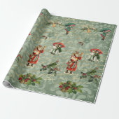 Decoupage Vintage Damast Groen Ephemera Cadeaupapier (Uitgerold)