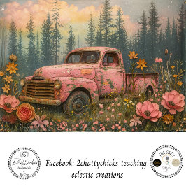 Decoupage Vintage Hippie Tijdperk Roze Truck Bloem Tissuepapier