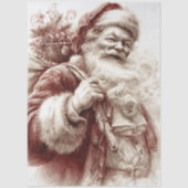 Decoupage Vintage Kerstman Schilderachtig Rood Tissuepapier (Voorkant)