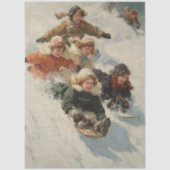 Decoupage Vintage Kinderen Sleden Poster Tissuepapier (Voorkant)