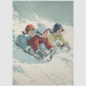Decoupage Vintage Poster Children Sledding  Tissuepapier (Voorkant)