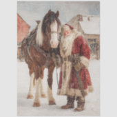 Decoupage Vintage Poster Kerstman & Paard Tissuepapier (Voorkant)