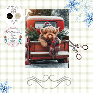 Decoupage Vintage Rode Truck Winterlandschap Tissuepapier
