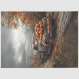 Decoupage Vintage Rouwe Truck Pompoenen Herfstseiz Tissuepapier