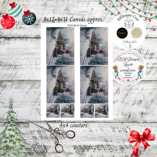 Decoupage Vintage Stoomlocomotief Landelijke Kerst Tissuepapier