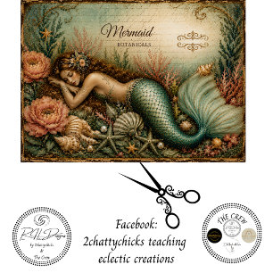 Decoupage Vintage Zeemeermin Botanicals Oceaan Tissuepapier
