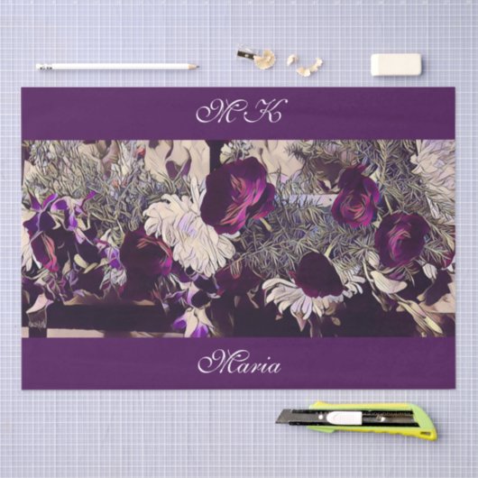  Decoupage Violet Flowers Custom artwork Tissuepapier (Craft)