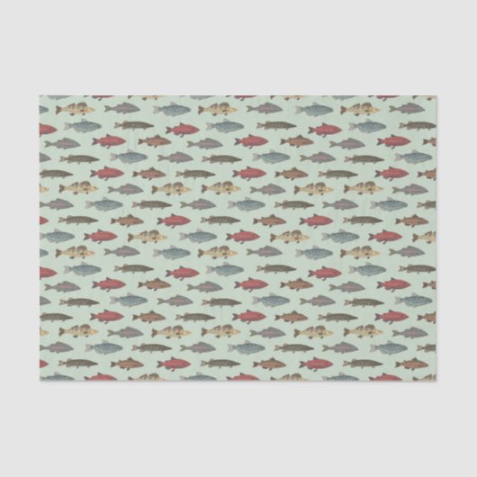 Decoupage Vis Gevist Groen Verjaardagsfeest Tissuepapier (Voorkant)