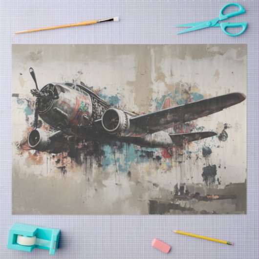 Decoupage  Vliegtuig Abstract Muurschildering Tissuepapier (Craft)