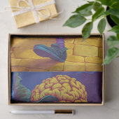 Decoupage vogelverschrikker gele bakstenen weg gri tissuepapier (Geschenk)