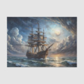Decoupage Vol Schip bij Volle Maan Tissuepapier (Voorkant)