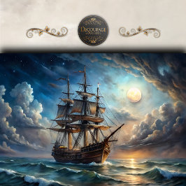Decoupage Vol Schip bij Volle Maan Tissuepapier