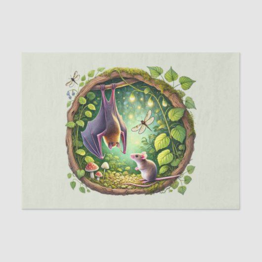 decoupage voor liefhebbers van Schattigee vleermui Tissuepapier (Voorkant)