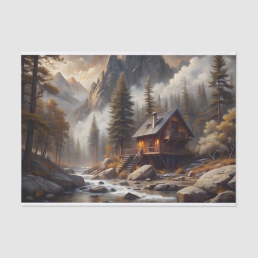 Decoupage voor Mountain Cabin Retreat Tissuepapier (Voorkant)