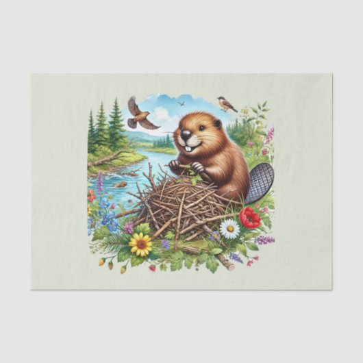 Decoupage voor Schattigee beverliefhebbers Tissuepapier (Voorkant)