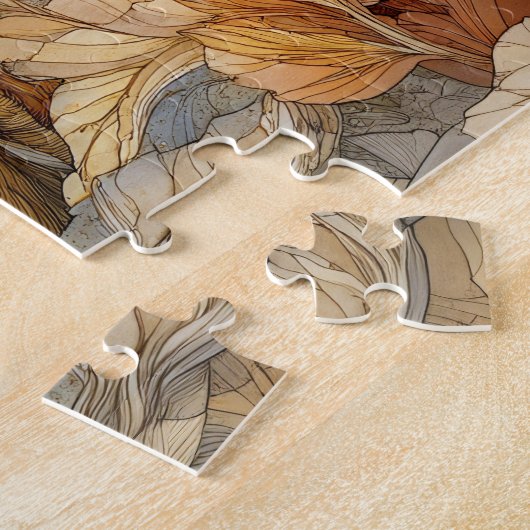 Decoupage Vos met Herfstbladeren Art Nouveau Legpuzzel (Zijkant)