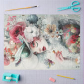 Decoupage Vrouw Bloeit Botanische Elementen Tissuepapier (Craft)