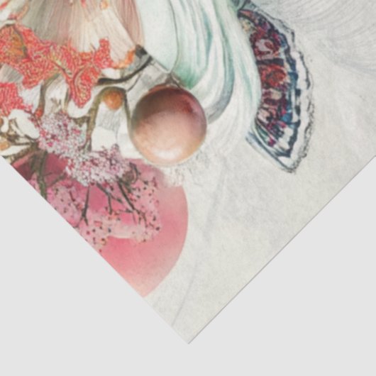 Decoupage Vrouw Bloeit Botanische Elementen Tissuepapier (Detail)