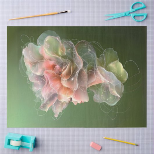 Decoupage Vrouw Met Ingewikkeld Bloemen Ontwerp Tissuepapier (Craft)